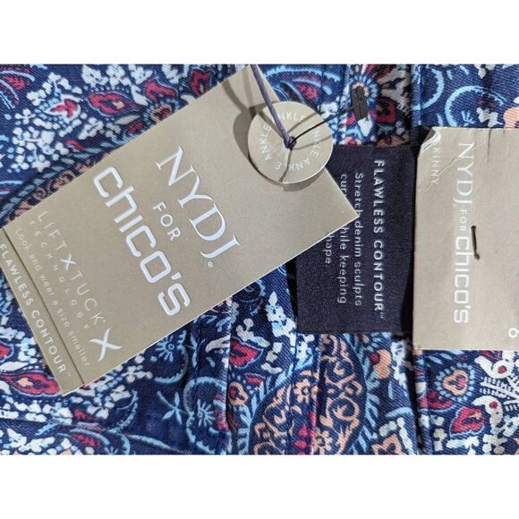 NYDJ Chico's Women's Purple Paisley LiftXTuck Technology Skinny Jeans Size 6 NWT - Picture 4 of 4